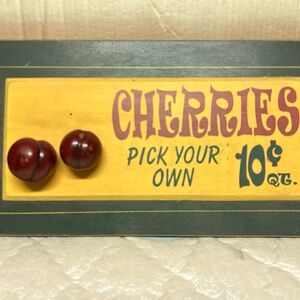 Vintage Cherries Sign with Red Accents